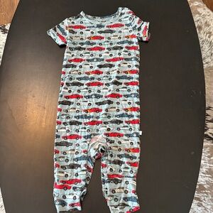 Posh Peanut Blue Romper with Car Print